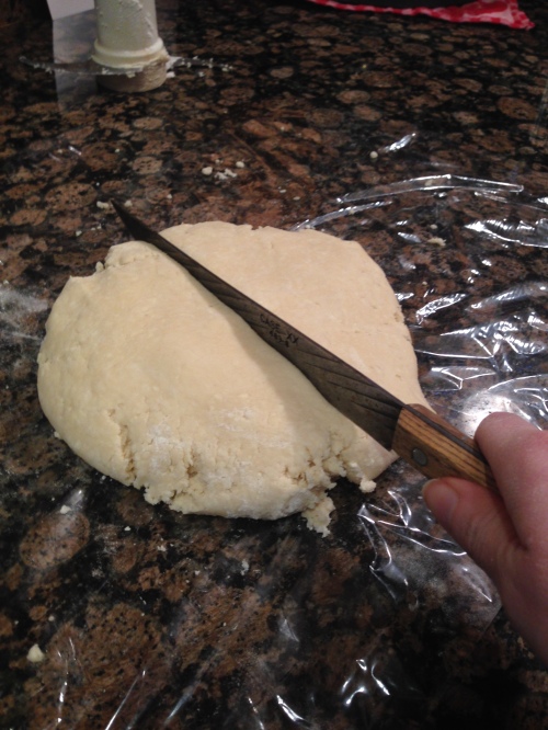 Divide the dough and cover in plastic wrap.